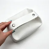 White Vintage Canvas Cosmetic Bag with Handle – view 2