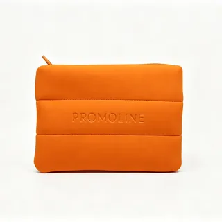 Orange Quilted Neoprene Puffer Cosmetic Bag