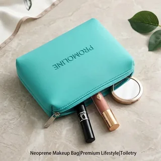 Minimalist Blue Neoprene Makeup Bag