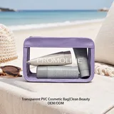 Purple Transparent PVC Cosmetic Bag with PU Trim – view 1