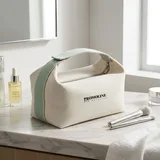 Natural White Canvas Makeup Case with Soft Handle – view 1