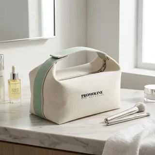Natural White Canvas Makeup Case with Soft Handle