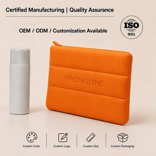 Orange Soft Flat Neoprene Cosmetic Pouch