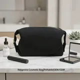 Black Neoprene Makeup Bag with Gold Zipper – view 1