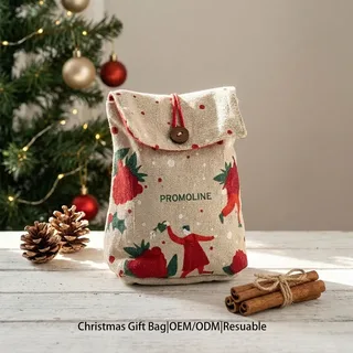 Christmas Print Canvas Makeup Bag