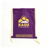 Purple Cotton Drawstring Backpack with Yellow Cords – view 2