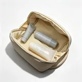 Cream Neoprene Makeup Bag with Wraparound Zipper – view 2