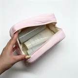 Pink Quilted Polyester Puffer Makeup Bag – view 2