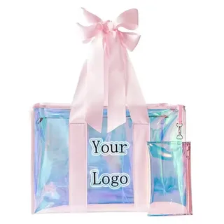 Iridescent Clear PVC Tote Bag with Pouch