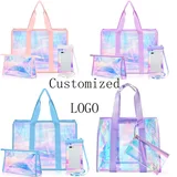 Iridescent Clear PVC Tote Bag with Pouch – view 2