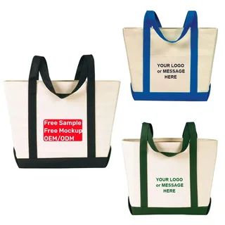 Canvas Boat Tote Bag with Front Pocket