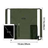Polyester Gym Drawstring Backpack with Zipper Pocket – view 3
