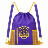 Polyester Gym Drawstring Backpack with Zipper Pocket – view 1