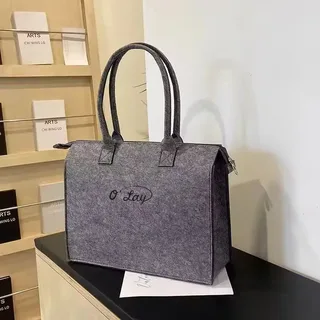 Felt Tote Bag with Zipper Closure