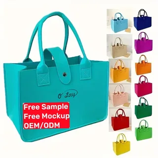Colorful Felt Tote with Button Closure