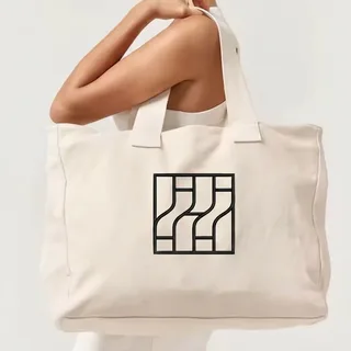 Large Cotton Canvas Tote with Long Handles