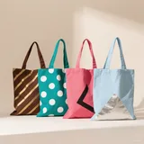 Foldable Cotton Canvas Beach Tote with Zipper – view 1