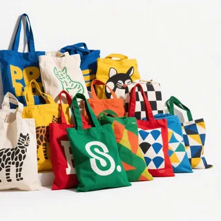 Cat Pattern Canvas Gift Tote with Handles