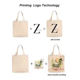 Black Canvas Tote with Blue Dot Print – view 3