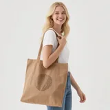 Circle Print Canvas Tote with Long Handle – view 1