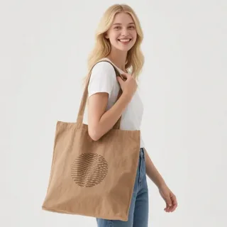 Circle Print Canvas Tote with Long Handle