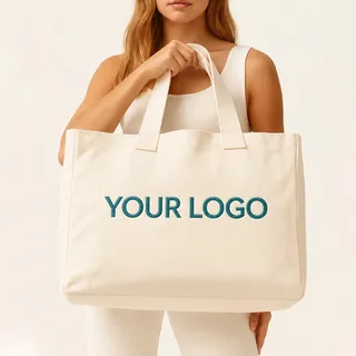 Oversized Canvas Tote Bag with Shoulder Handles
