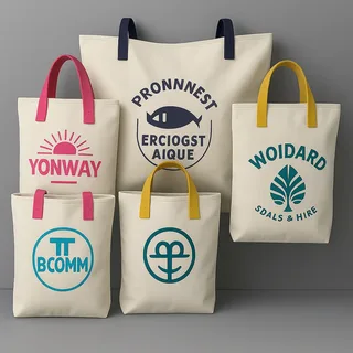 Bold Logo Printed Canvas Tote for Grocery and College
