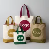 Abstract Letter Print Canvas Tote with Colorful Handle – view 5