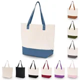 Abstract Letter Print Canvas Tote with Colorful Handle – view 6