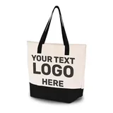 Abstract Letter Print Canvas Tote with Colorful Handle – view 3