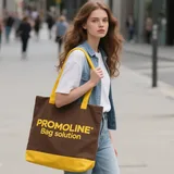 Abstract Letter Print Canvas Tote with Colorful Handle – view 1