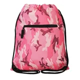 Nylon Sports Drawstring Backpack with Zipper Pocket – view 2