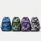 Nylon Sports Drawstring Backpack with Zipper Pocket – view 1