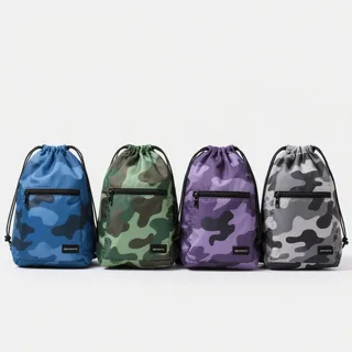 Nylon Sports Drawstring Backpack with Zipper Pocket