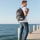 Dark Grey Cotton Drawstring Backpack with Zipper Pocket – view 5