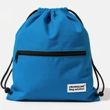 Dark Grey Cotton Drawstring Backpack with Zipper Pocket – view 4