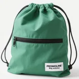 Dark Grey Cotton Drawstring Backpack with Zipper Pocket – view 2