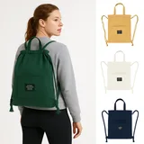 Casual Canvas Drawstring Tote Backpack with Front Pocket – view 1