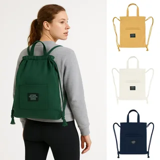 Casual Canvas Drawstring Tote Backpack with Front Pocket