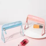 Clear PVC Makeup Bag, Sky Blue / Black / Pink – view 2