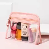 Clear PVC Makeup Bag, Sky Blue / Black / Pink – view 3