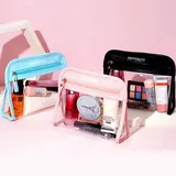 Clear PVC Makeup Bag, Sky Blue / Black / Pink – view 1