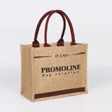 Khaki Jute Shopping Tote with Cotton Handle – view 5