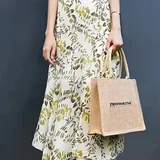 Khaki Jute Shopping Tote with Cotton Handle – view 2
