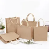 Khaki Jute Shopping Tote with Cotton Handle – view 4