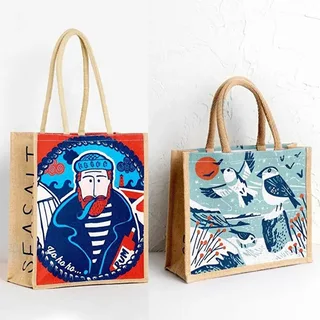 Camel Jute Tote Bag with Rope Handles