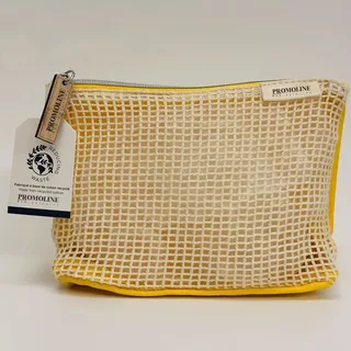 Canvas Mesh Makeup Pouch with Zipper