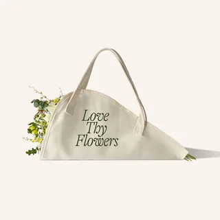 White Canvas Flower Gift Bag with Handles