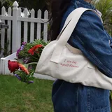 White Canvas Flower Gift Bag with Handles – view 3