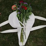 White Canvas Flower Gift Bag with Handles – view 5